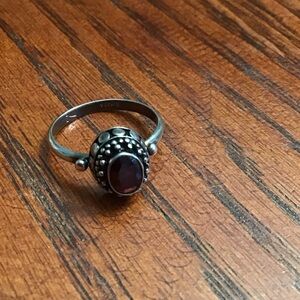 Sterling Silver + Garnet Ring Signed  FAS 925